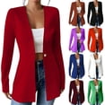 thumbnail image 1 of Fall Saving! HVOBTTY Women's Mid Length Blazer, Fall Coat for Women, Women's Fashion Long Sleeve V Neck Blazer for Everyday Wear White, L, 1 of 5