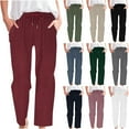 thumbnail image 1 of Fall Saving! HVOBTTY Women's Straight Leg Pants, Fall Pants for Women, Women's Casual Solid Color Drawstring Corduroy Straight Leg Long Pants with Pockets Gray,XXXL, 1 of 5