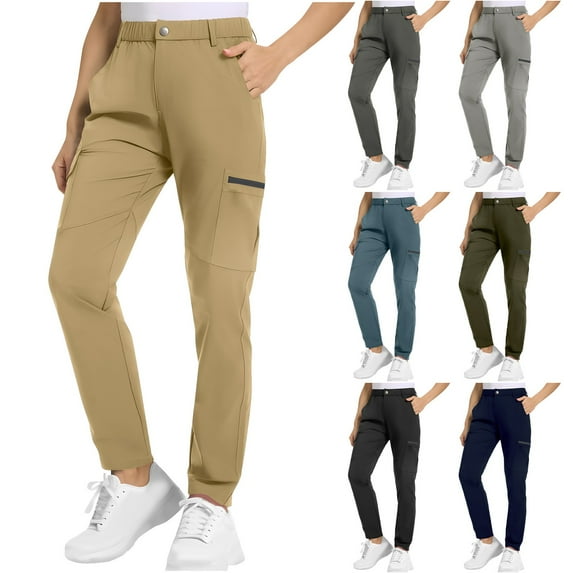 Fall Saving! HVOBTTY Women's Straight Leg Pants, Fall Pants for Women, Women's Casual Solid Color Outdoor Hiking Trekking Wear Sports Long Pants Light Blue,XL