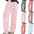 thumbnail image 1 of Fall Saving! HVOBTTY Women's Straight Leg Sweatpants, Fall and Winter Pants for Women, Women's Fashion Casual Star Print Wide Leg Fleece Warm Elastic Waistband Cuffed Pants Light Blue,M, 1 of 5