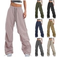 thumbnail image 1 of HVOBTTY Women's Fall Straight Leg Long Trousers Loose with Drawstring Elastic Belt Pants, 1 of 5