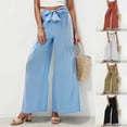 thumbnail image 1 of HVOBTTY Women's Wide Leg Pants, Fall Pants for Women, Women's Casual Solid Color Wide Leg Athletic Tie Waist Loose Pants Khaki, L, 1 of 5