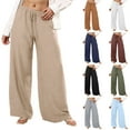 thumbnail image 1 of Fall Saving! HVOBTTY Women's Wide Leg Trousers, Fall Pants for Women, Women's Casual Solid Color Drawstring Elastic High Waisted Pocketed Sport Long Pants Gray,M, 1 of 4