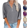 thumbnail image 1 of HVOBTTY Womens Long Sleeve Button Down Shirt, Fall Tops for Women, Women's Casual Solid Color Collared Button Down Shirt Khaki, L, 1 of 5