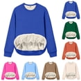 thumbnail image 1 of HVOBTTY Womens Long Sleeve Pullover Sweatshirt, Fall Tops for Women, Women's Casual Solid Color Warm Fleece Lined Pullover Sweatshirt Hot Pink, M, 1 of 4