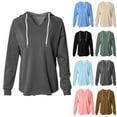 thumbnail image 1 of HVOBTTY Womens Long Sleeve Pullover Sweatshirt, Fall Tops for Women, Women's Casual V Neck Side Pullover Hoodie Athletic Top Green, XXL, 1 of 5
