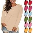 thumbnail image 1 of Fall Saving! HVOBTTY Womens Long Sleeve Pullover T Shirt, Fall Tops for Women Plus Size, Women's Plus Size Solid Color Crew Neck Base Layering Pullover T Shirt Hot Pink, XXXL, 1 of 5