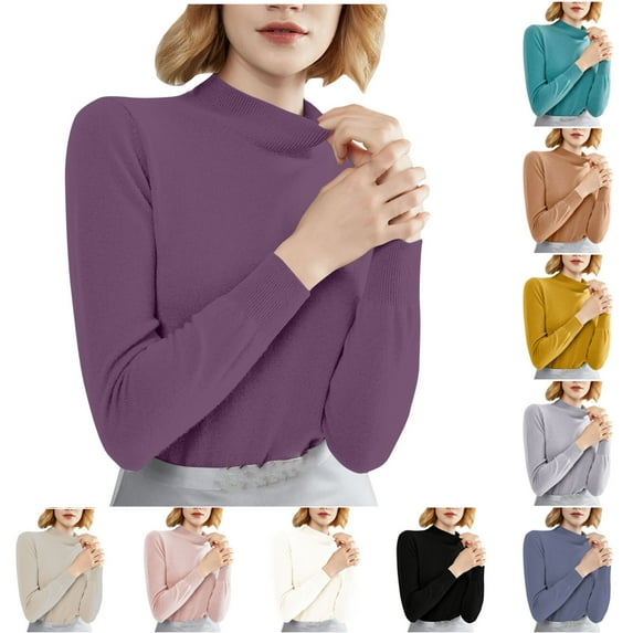 Fall Saving! HVOBTTY Womens Long Sleeve Pullover T Shirt, Fall Tops for Women, Women's Casual Fashion Crew Neck Solid Color Lightweight Going Out Tops Green, M