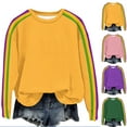 thumbnail image 1 of HVOBTTY Womens Long Sleeve Pullover T Shirt, Fall Tops for Women, Women's Casual Striped Print Crew Neck Drop Shoulder Pullover Top Green, XL, 1 of 5