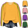 thumbnail image 1 of HVOBTTY Womens Long Sleeve Pullover T Shirt, Fall Tops for Women, Women's Casual Striped Print Crew Neck Drop Shoulder Pullover Top Pink, M, 1 of 5