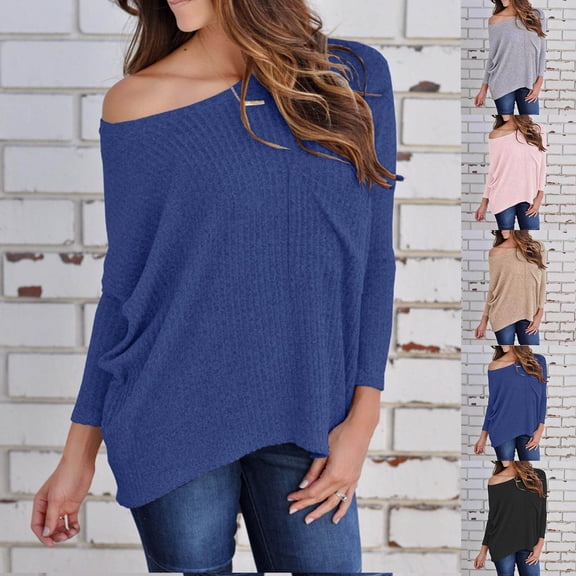 HVOBTTY Womens Long Sleeve Pullover T Shirt, Fall Tops for Women, Women's Fashion Casual Solid Color Crew Neck Loose Fitting Everyday Wear T Shirt Pink, S