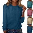 thumbnail image 1 of Fall Saving! HVOBTTY Womens Long Sleeve Pullover T Shirt, Fall Tops for Women, Women's Fashion Casual Solid Color Crew Neck Loose Fitting T Shirt Pink, XXL, 1 of 5