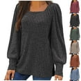 thumbnail image 1 of HVOBTTY Womens Long Sleeve Pullover T Shirt, Fall Tops for Women, Women's Solid Color Square Neck Split Hem Loose Puff Sleeve T Shirt Green, S, 1 of 5