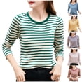 thumbnail image 1 of HVOBTTY Womens Long Sleeve Pullover T Shirt, Fall Tops for Women, Women's Casual Fashion Striped Print Crew Neck Going Out Top Blue, XL, 1 of 4
