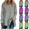 thumbnail image 1 of HVOBTTY Womens Long Sleeve Pullover T Shirt, Fall Tops for Women, Women's Casual Gradient Striped Print Crew Neck Long Top Hot Pink, L, 1 of 5