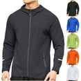 thumbnail image 1 of Kctiaxy Black Hooded Sun Shirts for Men Long Sleeve Cre W Neck Sports Sweatshirt Solid Color Quick Ly Dry Zipper Causal Outdoor Hiking Sunscreen Outwear, 1 of 7