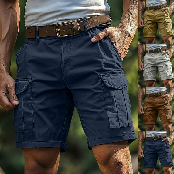 Kctiaxy Gray Mens Shorts Hiking Cargo Sweatshorts Causal Zipper Button Down Lightweight Shorts Solid Color Outdoor Sports Fitness Shorts with Pockets