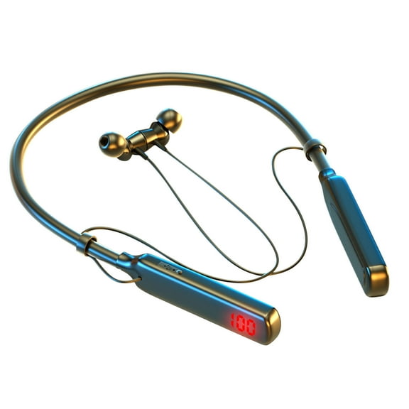 Fall Saving Lignoak Digital Wireless Bluetooth Sweat Proof Headset Neck Hanging Sports Super Long Mobile Phone Black
