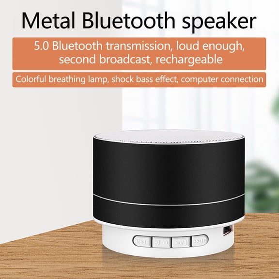 Fall Saving Lignoak Metal Bluetooth Audio Phone Computer Mini Speaker Led Memory Card Luminous Mini Audio Black One Size