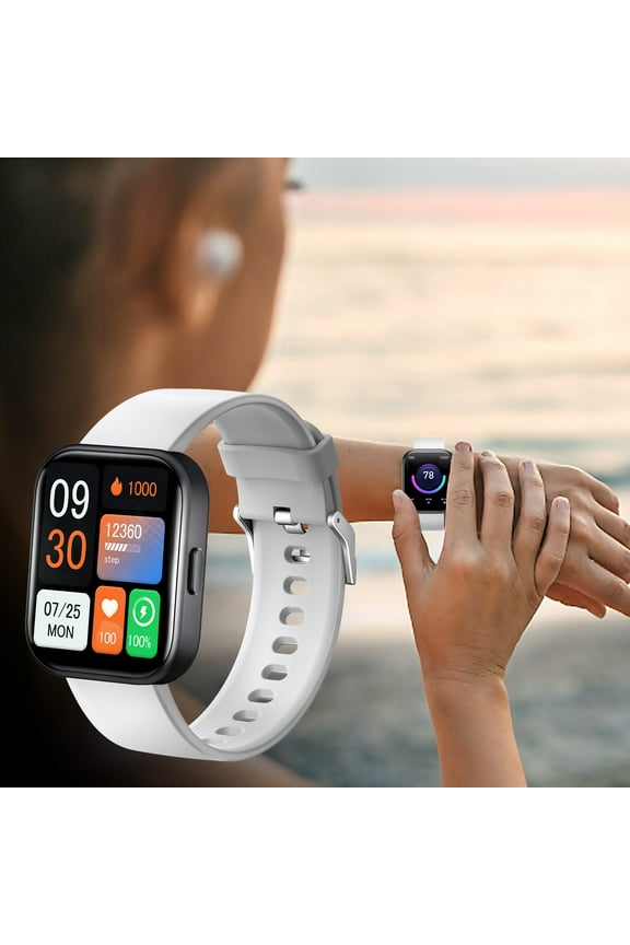 Fall Saving Lignoak Sports Watch Bluetooth Call Multi-Functional.0Inch Large Screen Watch 60 Days Long Standby Voice Intelligence Assistant Gray Free Size