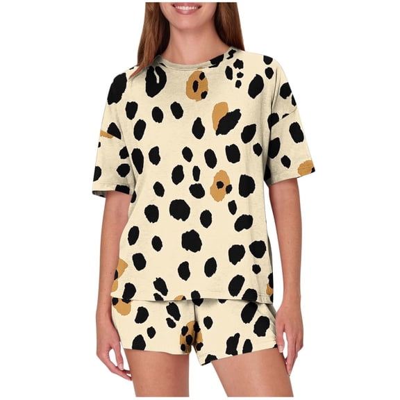Fall Saving Outfits Set for Women Womens Fall Sets Women's Casual Loose Printing Round Neck Short Sleeved Shorts Pajamas Suit my orders placed recently by me