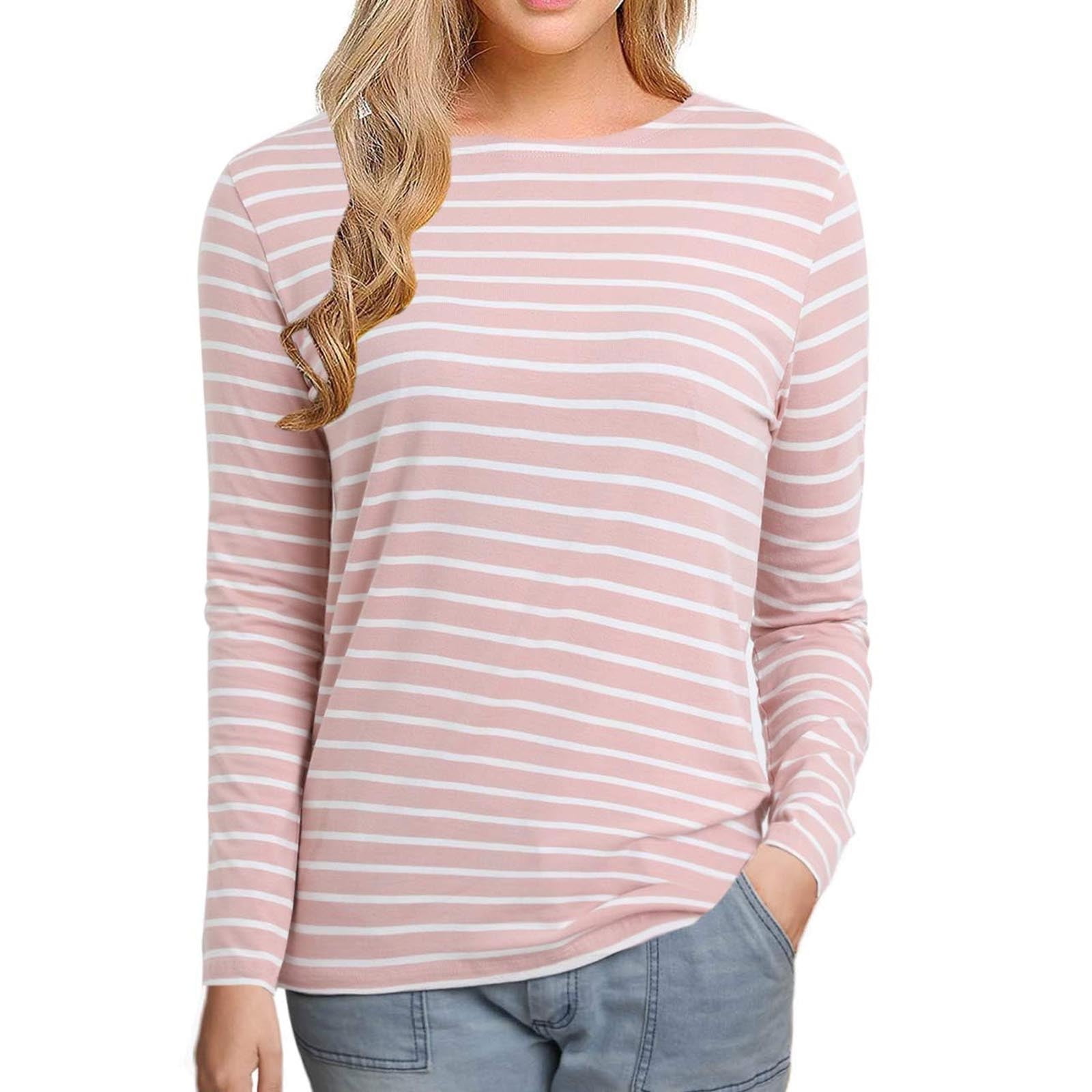 OFEEFAN Women's Long Sleeve T-Shirt - Cream Medium, Soft Crew Neck Fall Tops For Casual Wear