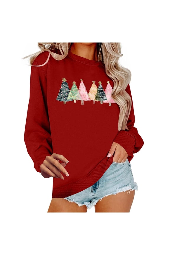 Fall Saving Talove Long Sleeve Shirts for Women Graphic Printed Sweatshirt Fall Fashion Must Haves Tunic Tops Casual Fall Lightweight Womens Tops Fall Casual Christmas Shirts