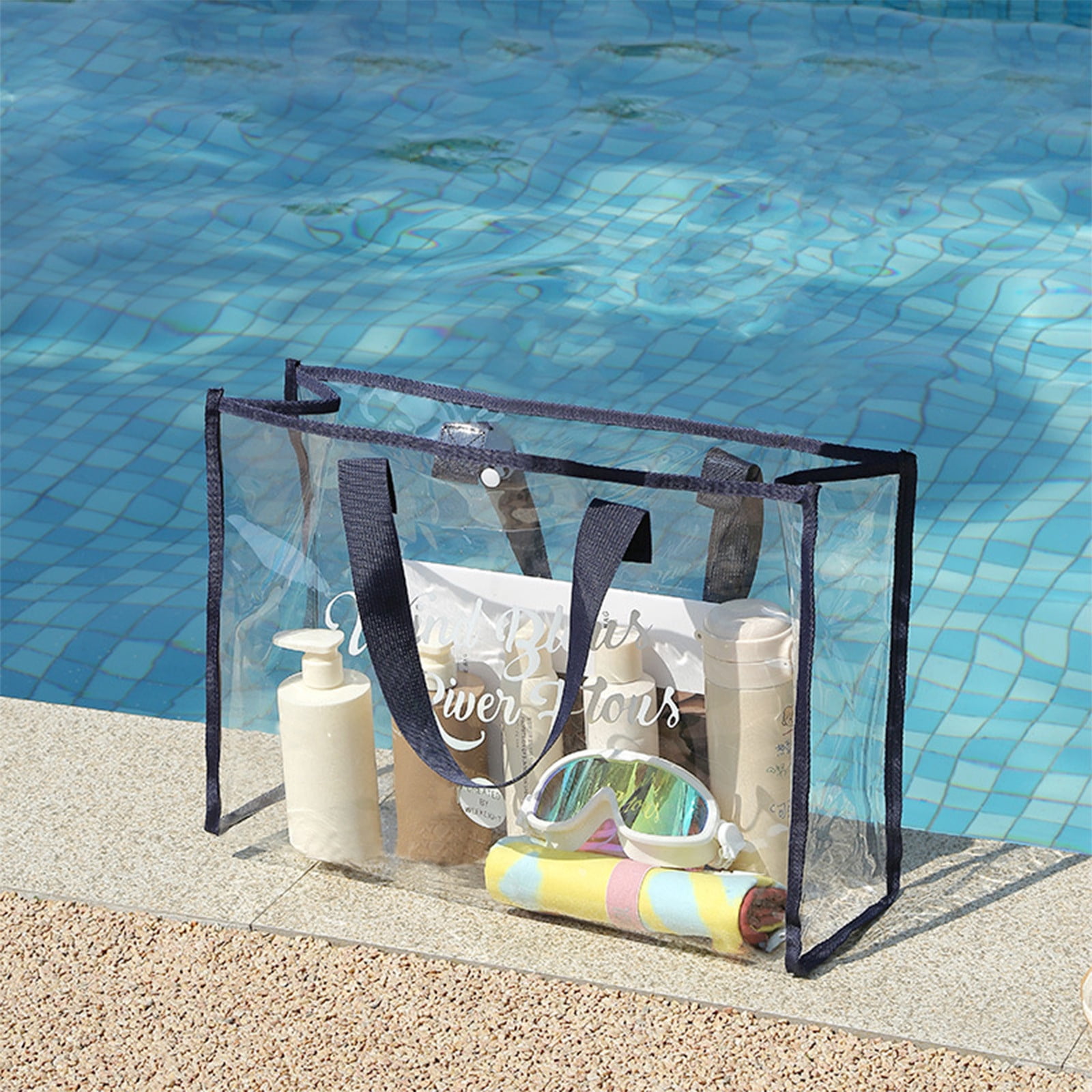 Fall Saving! Tuobarr Beach Bag, Large Clear Plastic Capacity Swimming Tote Bag, Thickened Pvc Wash Bag for Stadium, Outdoor, Beach, Pool Navy Fall Saving! Tuobarr Beach Bag, Large Clear Plastic Capacity Swimming Tote Bag, Thickened Pvc Wash Bag for Stadium, Outdoor, Beach, Pool Navy