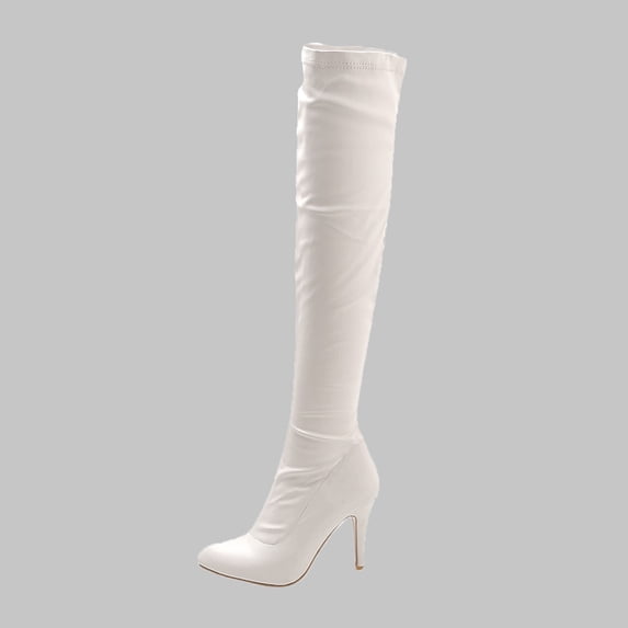 Fall Saving! Tuobarr Boots for Women Heels, Women Shoes Sexy Winter Pointed Thin High-Heeled Women's Boots, White US Size 6.5