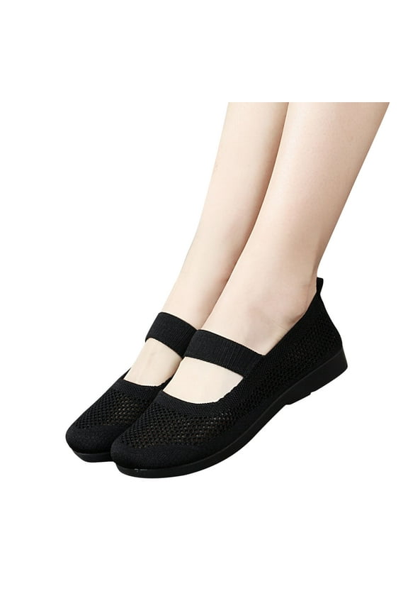 Fall Saving! Tuobarr Flat Casual Shoes for Women, Cloth Shoes for Women New Mesh Breathable Soft Bottom Non-Slip Flats Black US Size 8.5