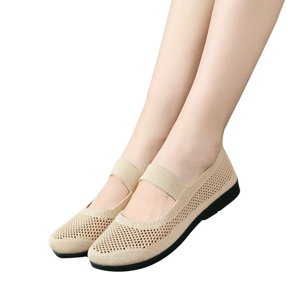 Fall Saving! Tuobarr Flat Casual Shoes for Women, Cloth Shoes for Women New Mesh Breathable Soft Bottom Non-Slip Flats Khaki US Size 6.5