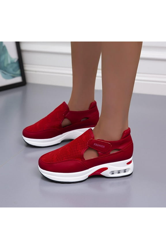 Fall Saving! Itsun Sneakers for Women, New Fashion and Personality Hollow Casual Women's Sports Style Casual Shoes Red US Size 5.5