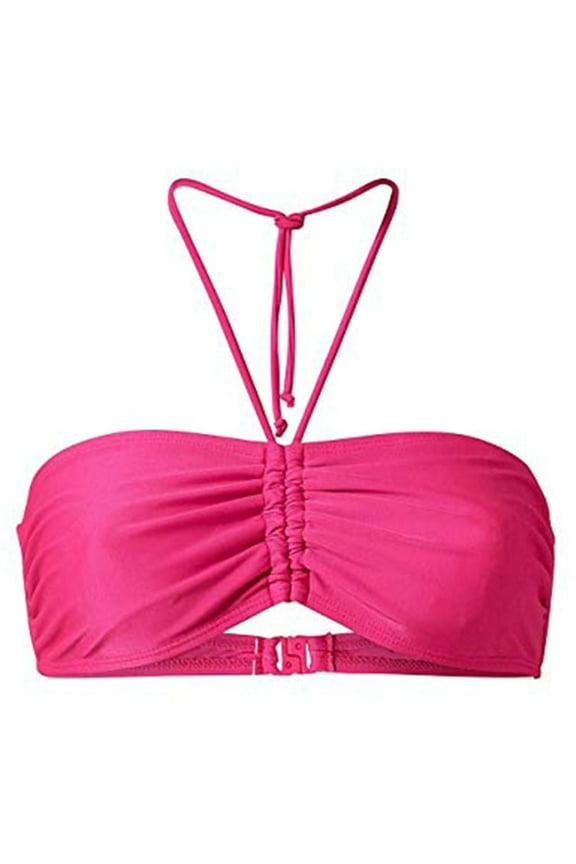 Fall Stylish 2024 SMihono Women Bandeau Push Up Padded Bikini Top Swimwear Halter Bathing Suit Strapless Bras Pink S