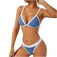 thumbnail image 1 of Fall Stylish 2024 SMihono Women's Ribbed Triangle Bikini Set High Waist Swimsuit Bathing Suits Two Piece Blue 4, 1 of 7