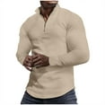 thumbnail image 1 of TAGOLD Men Fall Winter Sweater Tops,Men Fashion Solid Color Half Zipper Long Sleeve Stand Up Collar Blouse Shirt Top, 1 of 5
