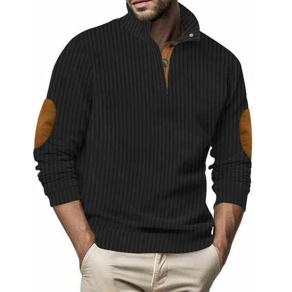TAGOLD Men Fall Winter Sweater Tops,Men's Casual Solid Color Button Up Long Sleeved Shirt Long Sleeve Stand-up Collar Blouse Shirt