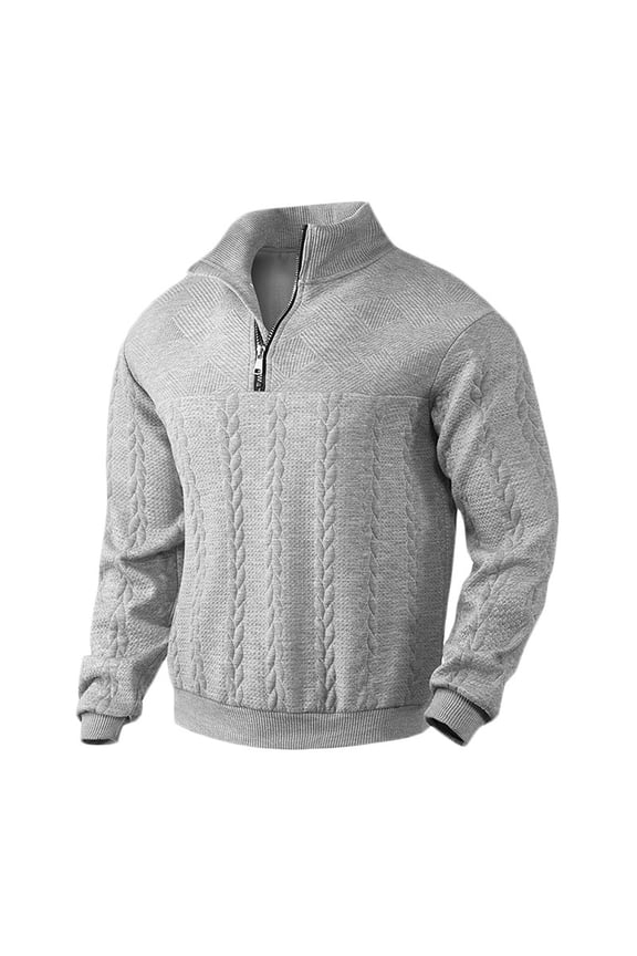 Men Fall Winter Sweater Tops,Men's Casual Solid Color Zipper Splicing Together Pullover Long Sleeved Sweatshirt Top Long Sleeve Stand-up Collar Blouse