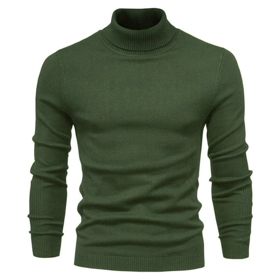 TAGOLD Men Fall Winter Sweater Tops,Men's Solid Color High Neck Pullover Long Sleeved Loose Base Shirt Top Sweater Turtleneck Sweater
