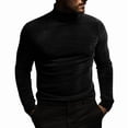 thumbnail image 1 of TAGOLD Men Fall Winter Sweater Tops,Men's Solid Color Tight Fitting High Neck Suede Base Shirt Long Sleeved High Neck Top, 1 of 4