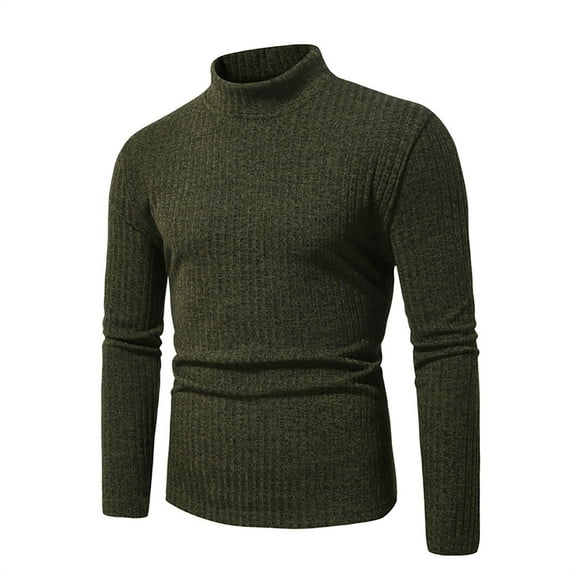 TAGOLD Men Fall Winter Sweater Tops,Men's Winter Casual Fashion Solid Color Design Long Sleeved High Round Neck Sweater