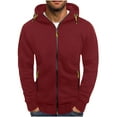 thumbnail image 1 of TAGOLD Men Fall Winter Sweater Tops,Men's solid color hooded long sleeved zipper jacket, 1 of 4