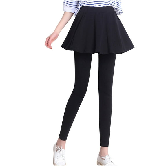 Fall Savings 2024 UTSJKR Women's Winter Warm Fleece Lined Leggings High Waist Thermal Pants with Skirt Plus Velvet Thickening Wool Leggings Black 4