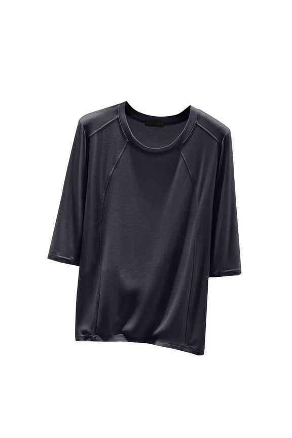 Pajama Tops for Women,Soft Sleepwear Shirts,Short Sleeve Tops Solid Color Loose Fitting Round Neck Casual Blouses Tunic Tops