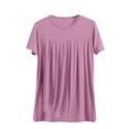 thumbnail image 1 of Akafmk Pajama Tops for Women,Soft Sleepwear Shirts,Short Sleeve Tops Solid Color Loose Fitting Round Neck Casual Blouses Tunic Tops, 1 of 4