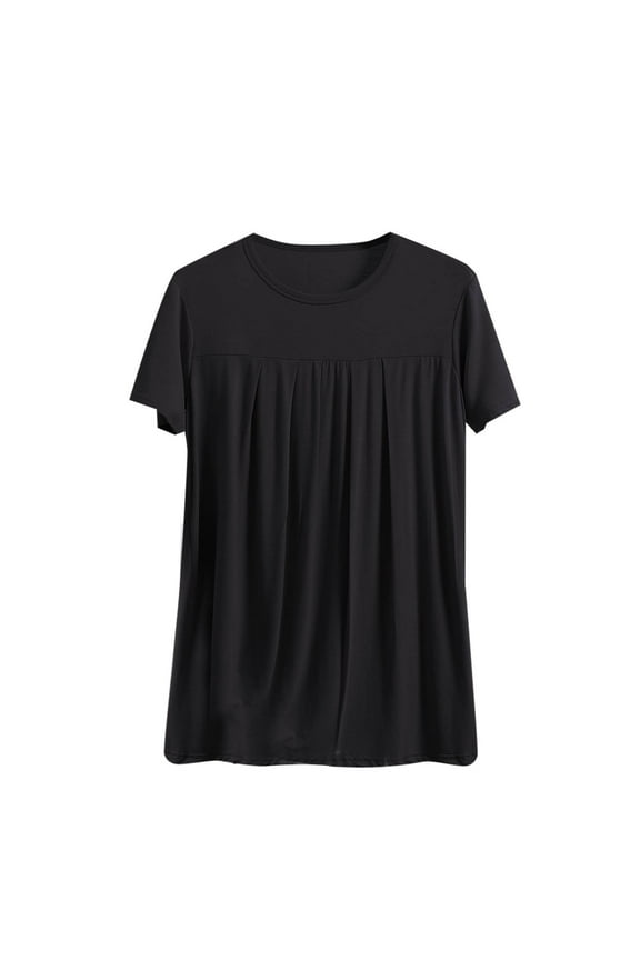 Pajama Tops for Women,Soft Sleepwear Shirts,Short Sleeve Tops Solid Color Loose Fitting Round Neck Casual Blouses Tunic Tops