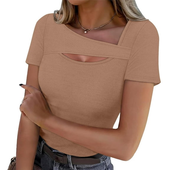 Akafmk Plus Size Women T Shirts,Womens Summer Tunic Tees,Short Sleeve Tops Solid Color Slim Fitting V-neck Casual T Shirts