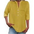 thumbnail image 1 of Akafmk Plus Size Womens Button Shirts,Dressy Blouses for Women Summer Tops,Short Sleeve Tops Solid Color Loose Fitting V-neck Casual Button Shirts, 1 of 4