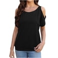 thumbnail image 1 of Akafmk Plus Size Womens Tops,Blouses for Women Summer Tops,Short Sleeve Tops Solid Color Loose Fitting Round Neck Cold Shoulder Blouses Tunic Tops, 1 of 4