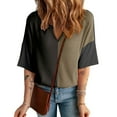 thumbnail image 1 of Akafmk Plus Size Womens Tops,Blouses for Women Summer Tops,Short Sleeve Tops Solid Color Loose Fitting Turn Down Collar Casual Blouses Tunic Tops, 1 of 4