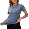 thumbnail image 1 of Akafmk Plus Size Womens Workout Tops,Athletic Tees Shirts,Short Sleeve Tops Solid Color Slim Fitting Round Neck Casual Gym Running Tops, 1 of 4